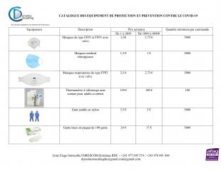 Equipements de protection contre le covid
